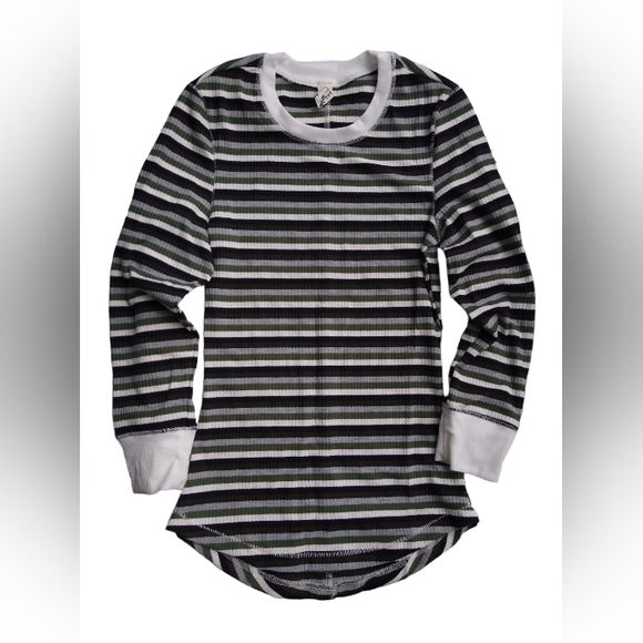 Free People Intimately Good On You Ribbed Stripe Ringer Baseball Tee Size XS - Picture 9 of 9